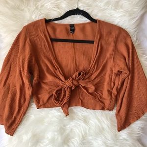 Rust colored cropped tie top